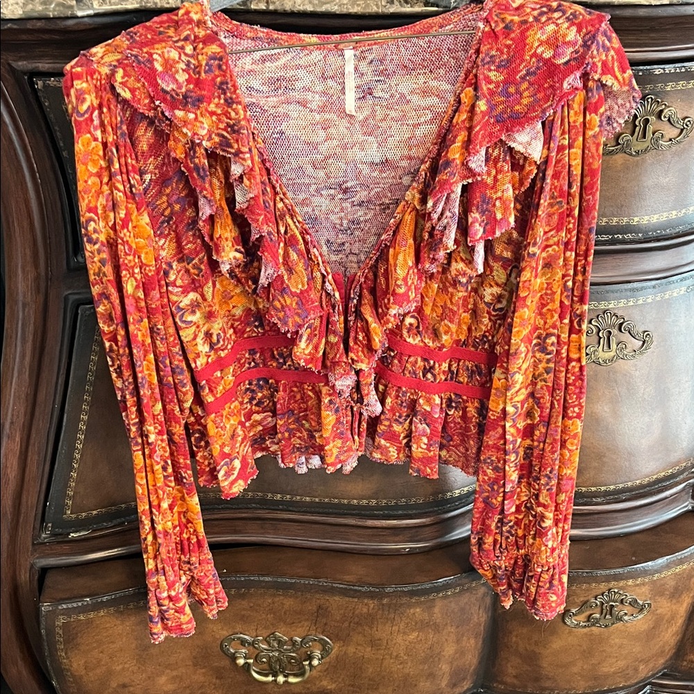 Free People boho chic ruffle top M